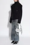 Balenciaga Cinched Double-breasted Black Wool Jacket In Blue