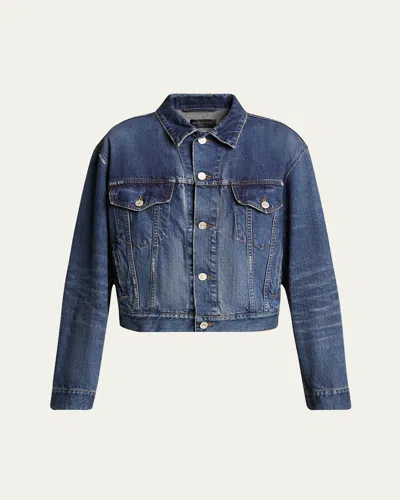 Balenciaga Denim Small Fit Jacket In Blue