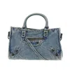Balenciaga Denim Small 'le City' Bag In Blue