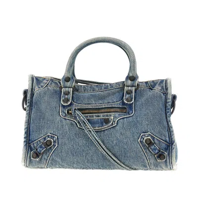 Balenciaga Denim Small 'le City' Bag In Blue