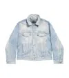 Balenciaga Denim Stand-collar Jacket In Brown