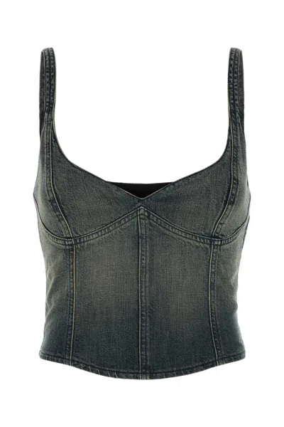 Balenciaga Denim Top In Green