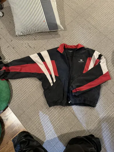 Pre-owned Balenciaga Denim Track Jacket In Black | ModeSens Pre-owned Balenciaga Denim Track Jacket In Black | ModeSens