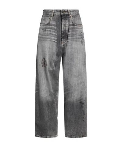 Balenciaga Denim Trousers In Gray