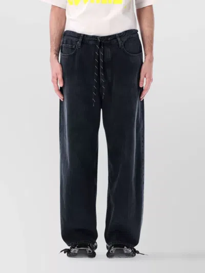 Balenciaga Denim Trousers With Belt Loops And Drawstring Waist In Black