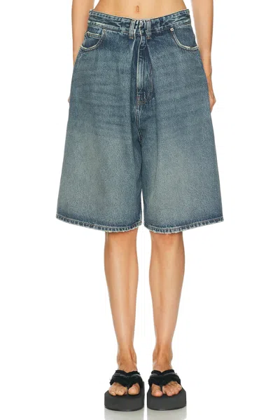 Balenciaga Denim Tulipe Bermuda Short In Blue