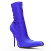 Balenciaga Denma Shiny Leather Sock Bootie In Blue