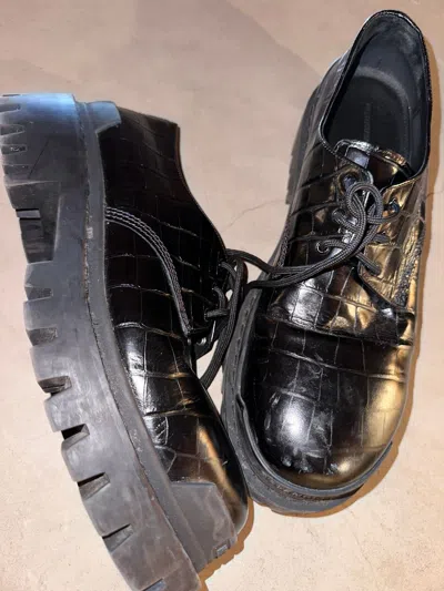 Pre-owned Balenciaga Derby Low Crocodile Shoes In Black