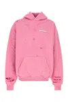 Balenciaga Hooded Knitwear With Distressed Detailing And Front Pocket In Pink