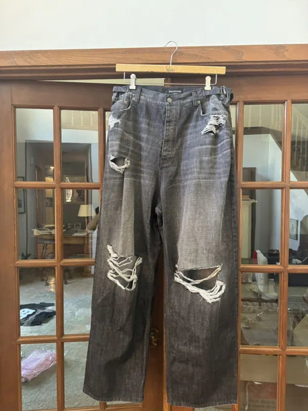 【BALENCIAGA】DESTROYED SKATER JEANS Balenciaga Mud Wash Destroyed Skater Jeans | CLD Collective