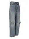 Balenciaga Straight Leg Trousers Distressed Detailing In Blue