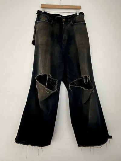 Pre-owned Balenciaga Destroyed Skater Denim Jeans In Dark Blue