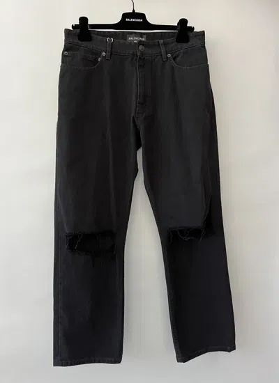Pre-owned Balenciaga Destroyed Skater Jeans In Black