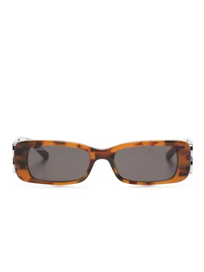 Balenciaga Dinasty Rectangle-frame Sunglasses In 褐色
