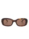 Balenciaga Dinasty Tortoiseshell Rectangle-frame Sunglasses In Brown