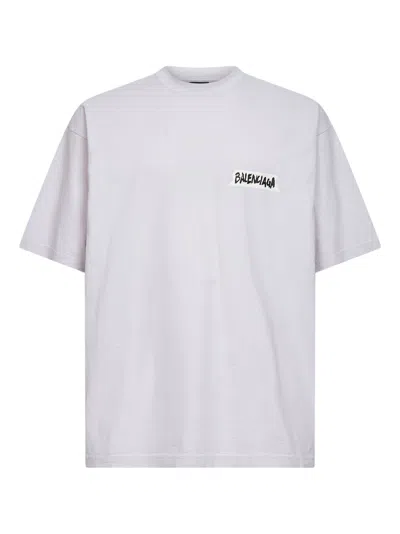 BALENCIAGA DIRTY WHITE MASKING TAPE MEDIUM FIT T-SHIRT