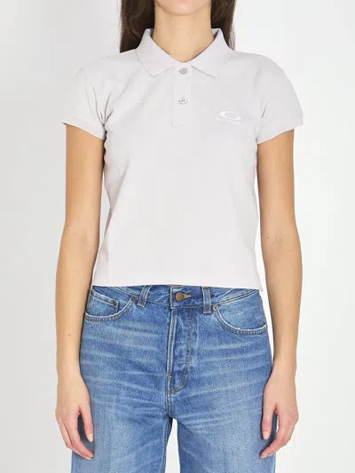 Balenciaga Light Grey Ss Polo White Embroidered Logo