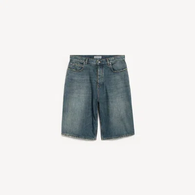 Balenciaga Dirtyvintage Denim Bermuda Shorts For Men