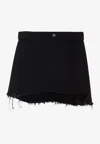 Balenciaga Distressed Asymmetric Mini Skirt In Black