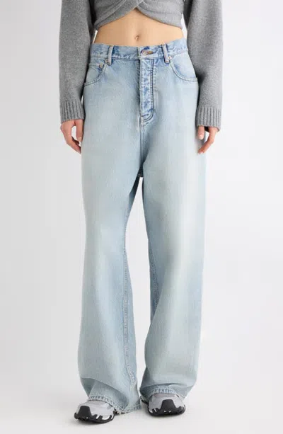 Balenciaga Distressed Baggy Fit Jeans In Blue