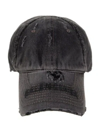 Pre-owned Balenciaga Distressed Baseball Cap In Black