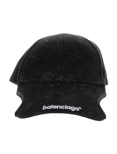 Pre-owned Balenciaga Distressed Baseball Cap In Black
