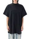Balenciaga Distressed Black Oversized T-shirt With Ribbed Crew Neck In Black