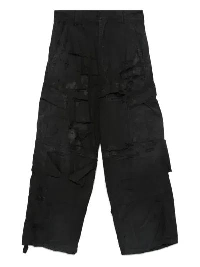 Balenciaga Straight Leg Trousers With Wide Frayed Edges In Black