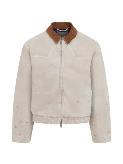 Balenciaga Beige Vintage-effect Cotton Zip-up Jacket In Neutral