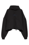 Balenciaga Logo Embroidery Hoodie Sweatshirt In 1000 Black