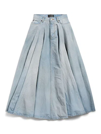 Balenciaga Distressed Cotton Mini Skirt With Applique In Navy