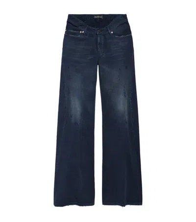 BALENCIAGA BALENCIAGA DISTRESSED CURVED WAIST JEANS