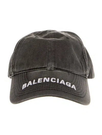 Pre-owned Balenciaga Distressed Denim Baseball Hat In Grey