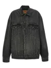 Balenciaga Denim Jacket With Used Effect Casual Jackets And Parka Gray In Black