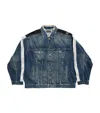 Balenciaga Distressed Denim Jacket In Blue