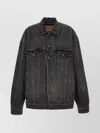 Balenciaga Denim Jacket With Used Effect Casual Jackets And Parka Gray In Black
