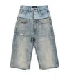 Balenciaga Distressed Denim Midi Skirt In Blue