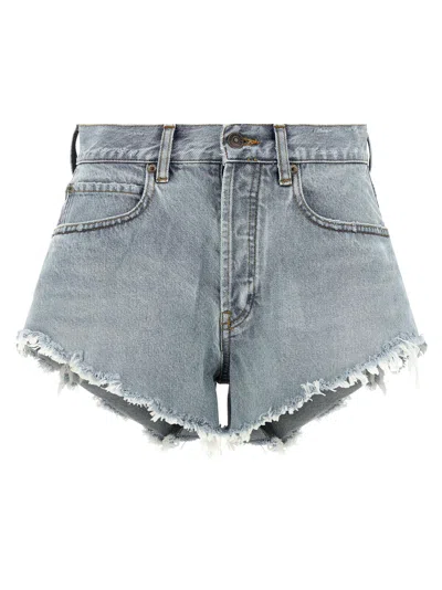 Balenciaga Distressed Denim Shorts In Blue