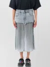 Balenciaga Ripped Off Denim Midi Skirt