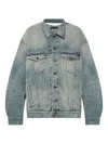 Balenciaga Distressed Detail Denim Jacket In Blue