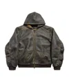 Balenciaga Oversized Hooded Leather Jacket In Black