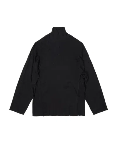 Balenciaga Distressed-finish Roll Neck Sweatshirt In Black
