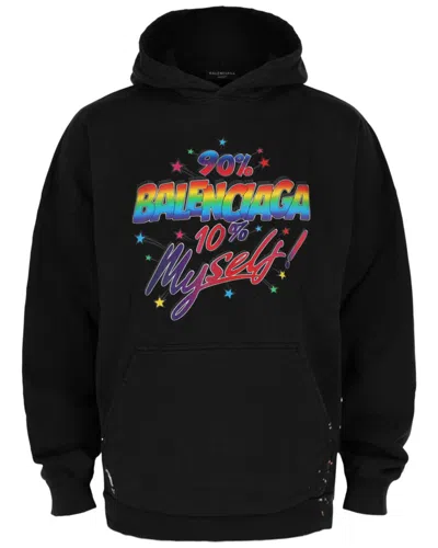 Balenciaga Distressed Graphic Hoodie In Black