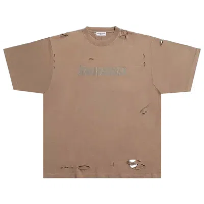 Pre-owned Balenciaga Distressed Graphic T-shirt 'taupe' | Tan | Women's Size S