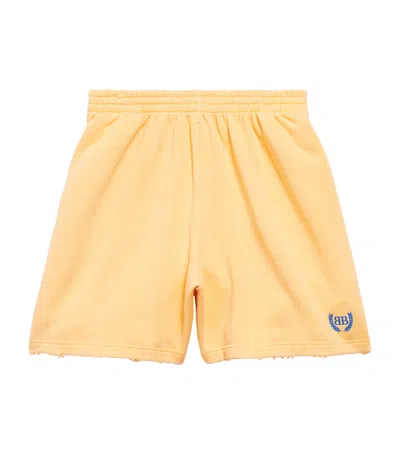 Balenciaga Distressed Laurel Classic Sweat Shorts In Yellow