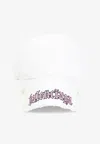 Balenciaga Distressed Logo-embrodiered Baseball Cap In White