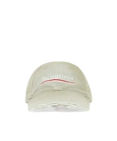Balenciaga Distressed Logo Embroidered Baseball Cap In Brown
