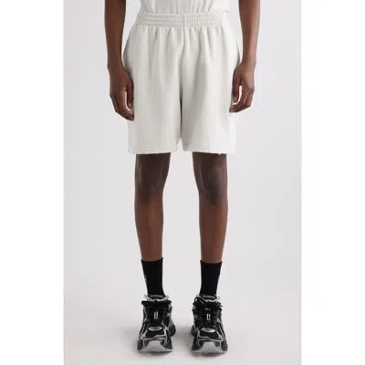 Balenciaga Distressed Logo Embroidered Sweat Shorts In Animal Print