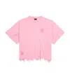 Balenciaga Nail Polish Distressed Crop Logo Graphic T-shirt In Brown