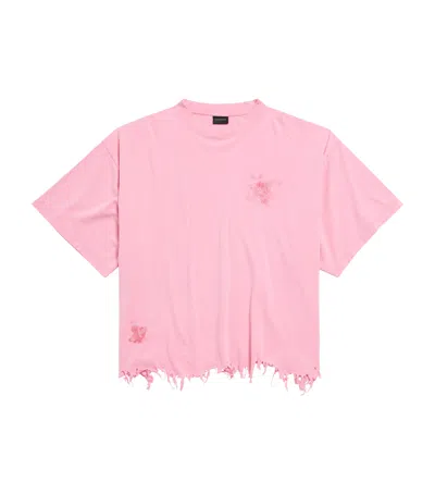 BALENCIAGA DISTRESSED LOGO T-SHIRT